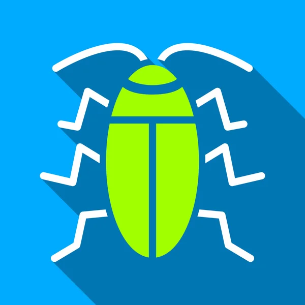 Cockroach Flat Long Shadow Square Icon — Stockový vektor