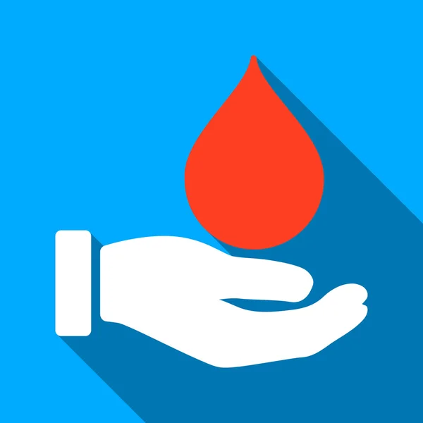 Donate Blood Flat Long Shadow Square Icon — Stockový vektor