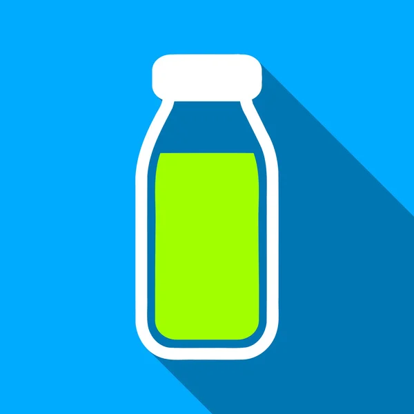Full Bottle Flat Long Shadow Square Icon — 스톡 벡터