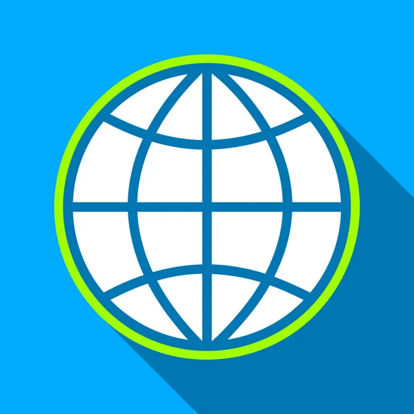 Globe Flat Long Shadow Square Icon — Stockový vektor