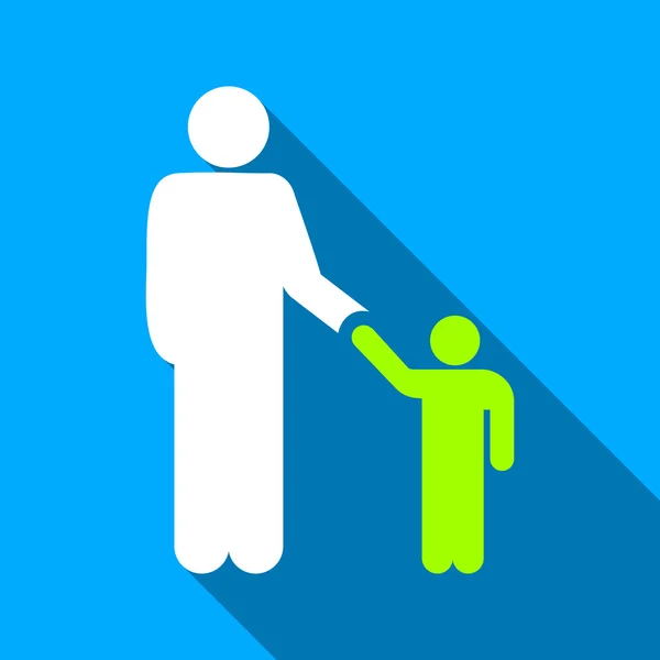 Father With Son Flat Long Shadow Square Icon — Διανυσματικό Αρχείο
