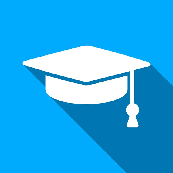 Graduation Cap Flat Long Shadow Square Icon — Stockový vektor