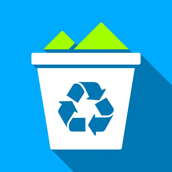 Full Recycle Bin Flat Long Shadow Square Icon — Stok Vektör