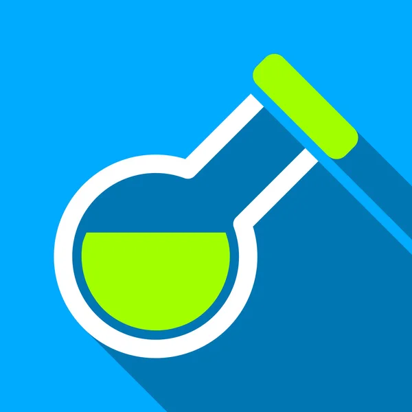 Inclined Chemical Retort Flat Long Shadow Square Icon — Wektor stockowy