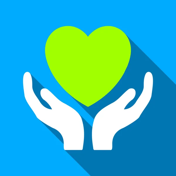 Heart Care Hands Flat Long Shadow Square Icon — Stockový vektor
