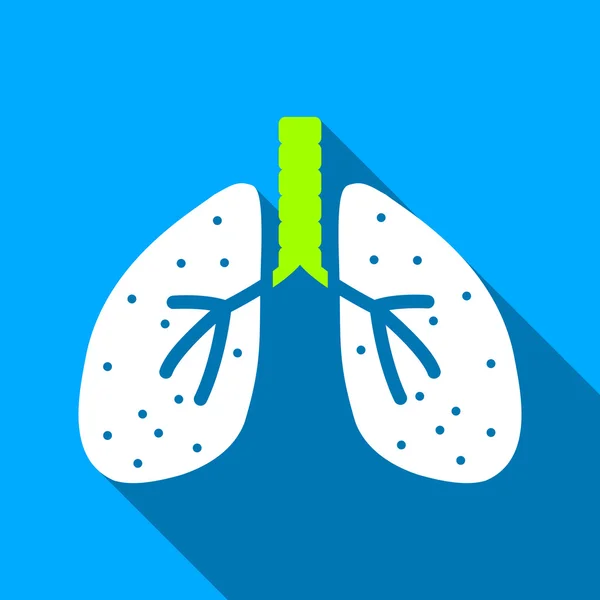 Lungs Flat Long Shadow Square Icono — Vector de stock