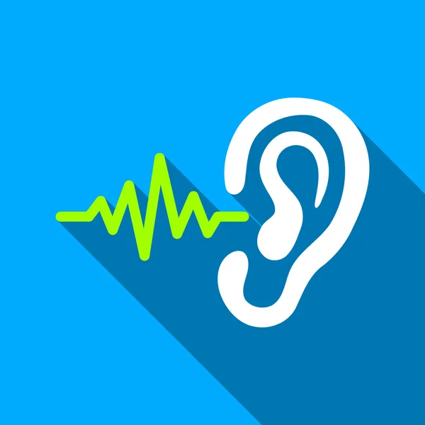 Listen Signal Flat Long Shadow Square Icon — 图库矢量图片