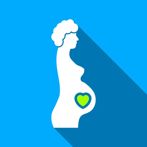 Mujer embarazada plana sombra larga cuadrado icono — Archivo Imágenes Vectoriales
