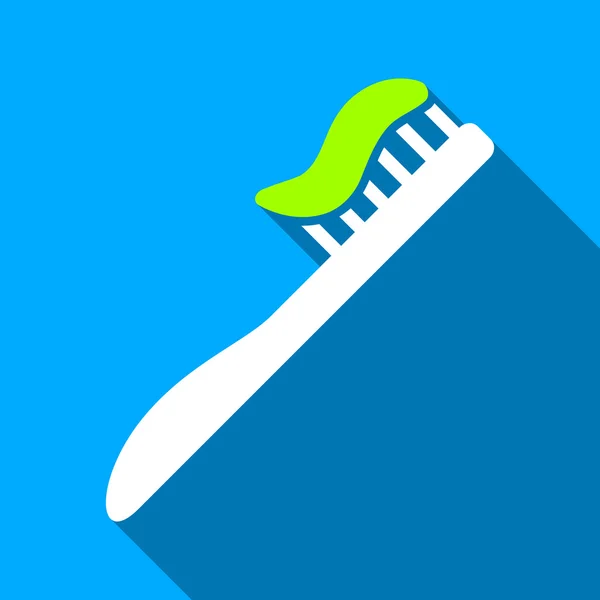 Escova de dentes plana sombra longa Ícone quadrado —  Vetores de Stock