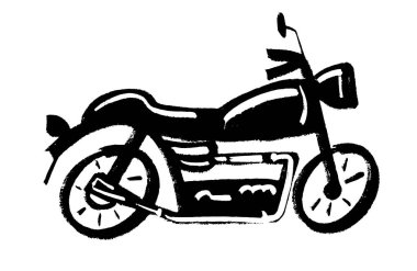 Motorcycle ink line art for design in different styles. Vector illustration.