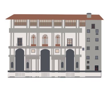 Floransa Uffizi, İtalya 'daki bir galeri. Vektör illüstrasyonu.