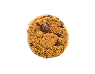 Beyaz arkaplanda izole edilmiş çikolatalı kurabiye