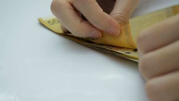 Hand Woman Counting Korea Money Banknotes — Stock Video