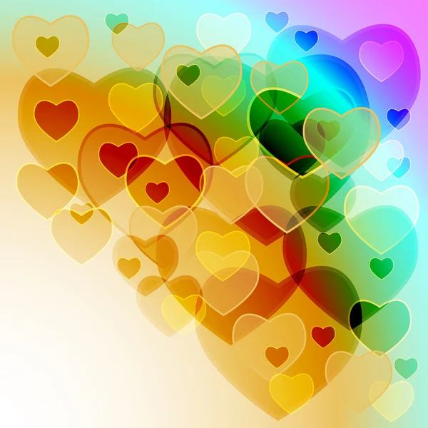 Corações translúcidos multicoloridos — Vetor de Stock