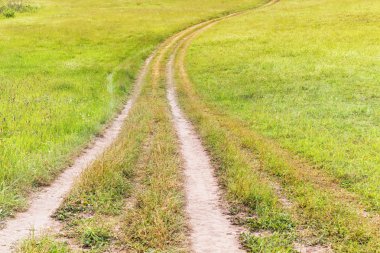  köy yolunda ve çim alanı