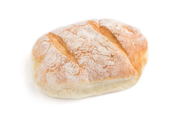 白を基調とした小麦粉で自家製の新鮮な黄金のパン サイドビュー近くに — ストック写真