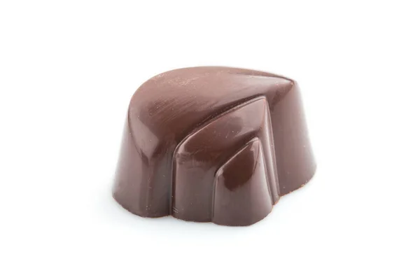Single Chocolade Snoep Geïsoleerd Witte Achtergrond Zijaanzicht Close — Stockfoto