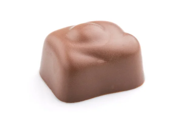 Enkel Choklad Godis Isolerad Vit Bakgrund Sidovy Närbild — Stockfoto