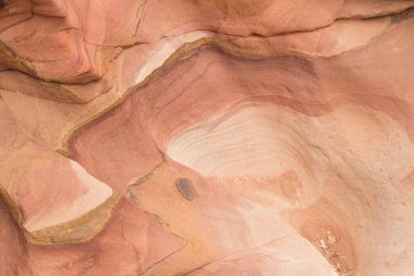 Kırmızı kayaların doğal dokusu. Renkli Kanyon, Mısır, Çöl, Sina Yarımadası, Nuweiba, Dahab.