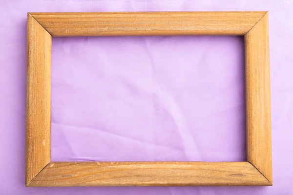 Wooden Frame Smooth Pink Linen Tissue Top View Flat Lay — Stock Photo, Image