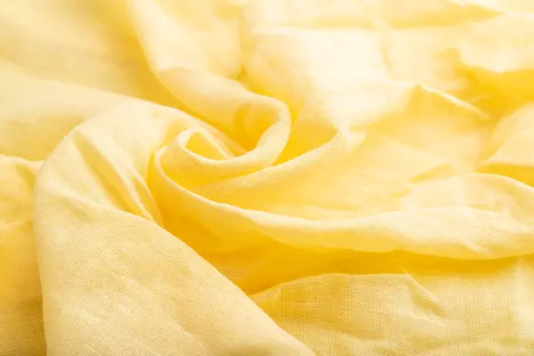Fragment Yellow Linen Tissue Side View Natural Textile Background Texture — Stock Photo, Image