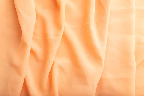 Fragment Orange Linen Tissue Top View Natural Textile Background Texture — Stock Photo, Image
