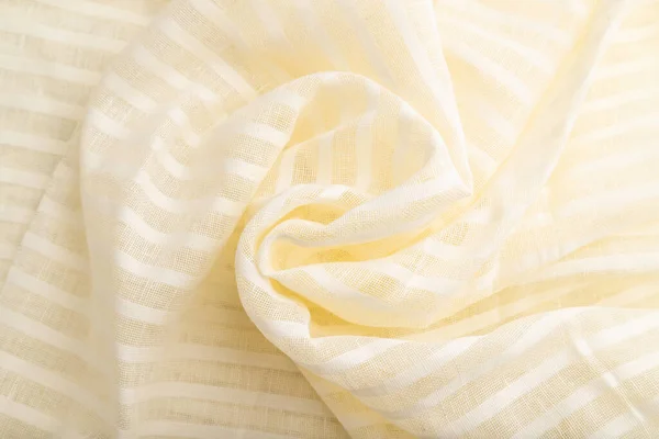 Fragment White Linen Tissue Top View Flat Lay Natural Textile — Stock Photo, Image