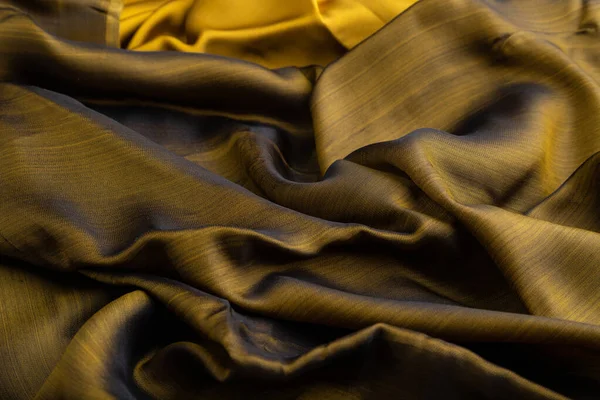 Fragmento Tejido Amarillo Verde Vista Lateral Fondo Textil Sintético Textura — Foto de Stock