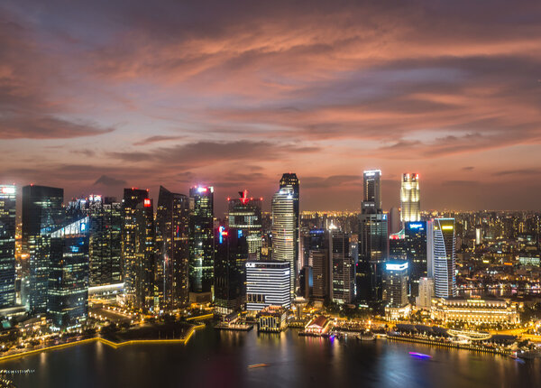 Purple sunset sky at Singapore city