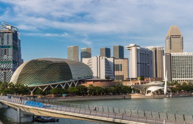 modern futuristic buildings and bridge