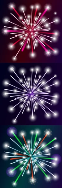 Set of colorful fireworks — Stock Vector