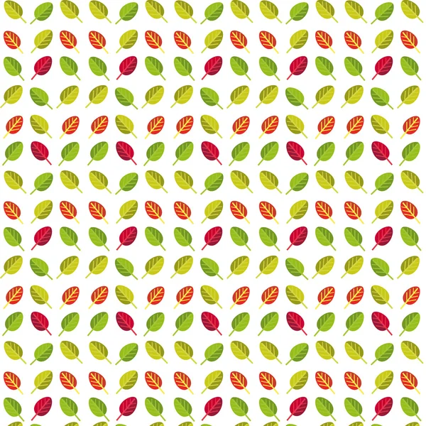 Simple seamless pattern of green, orange, red and purple  leaves — Stock Vector
