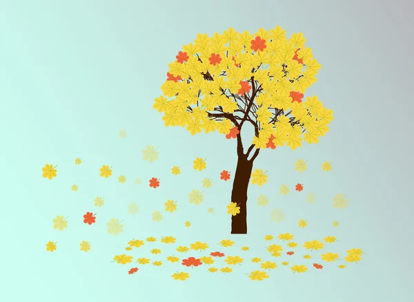 Outono árvore castanha amarela — Vetor de Stock