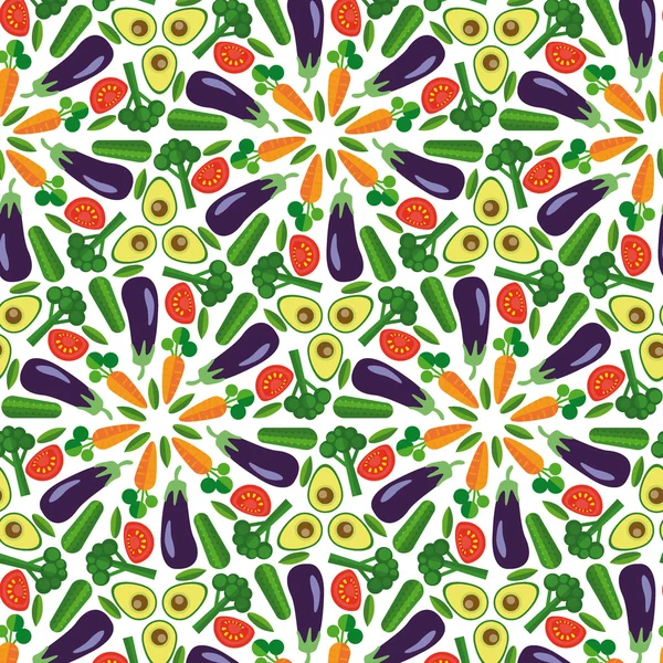 Vector vegetables seamless pattern  in flat style with pattern w — Stock Vector