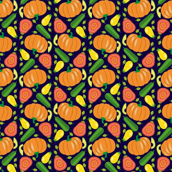 Vector vegetables seamless pattern  in flat style with pattern w — Stock Vector