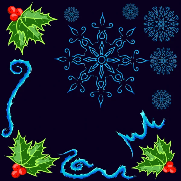 Kerstkaart op donkerblauw — Stockvector