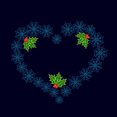 kar taneleri mavi kalp