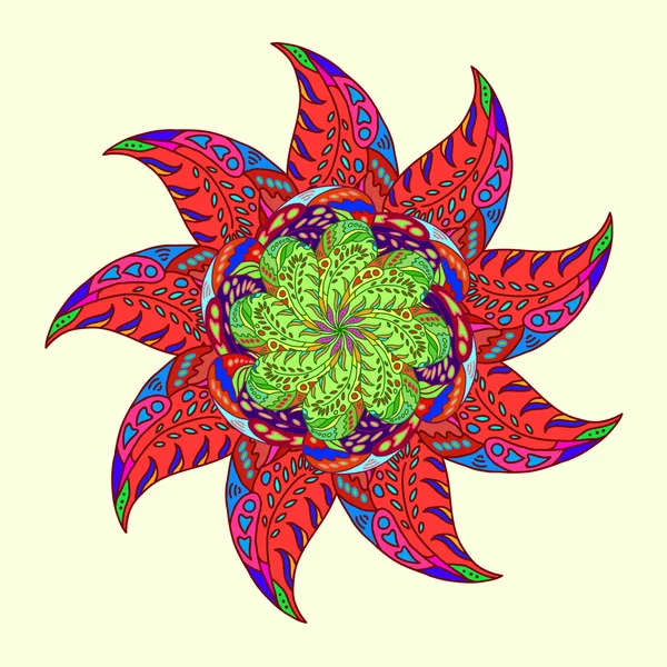 renkli çiçek doodle öğelerinden dekoratif desen