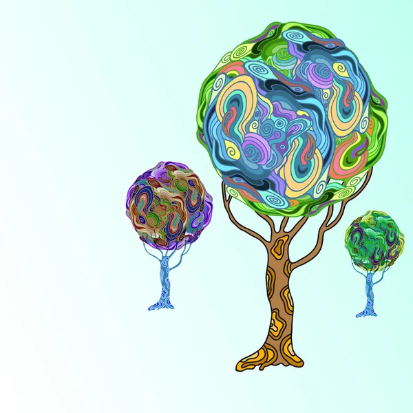 Abstrait différentes couleurs arbre doodle — Image vectorielle