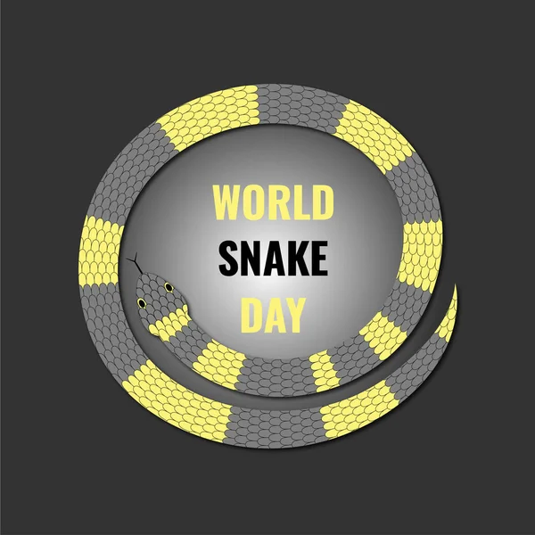 Dünya Yılan Günü 16 Temmuz. Basit bir yılan. Poster, kart, afiş, dünya yılan günü vektör illüstrasyonu.