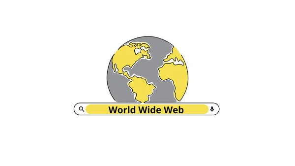 Dia Mundial Web Agosto Planeta Simples Pesquisa Banner Minimalista Web — Vetor de Stock
