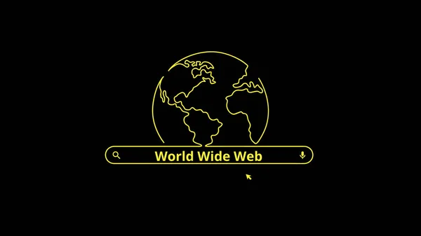 World Wide Web Day August Einfache Planeten Und Suche Minimalistische — Stockvektor