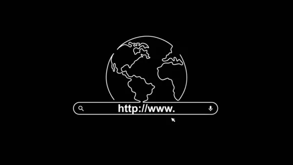 World Wide Web Day 8月1日シンプルな惑星と検索 ミニマリズムのウェブバナー ポスター カード ラインアートの背景 一本の線画 — ストックベクタ