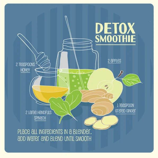 Detox smoothie recipe — Stock Vector
