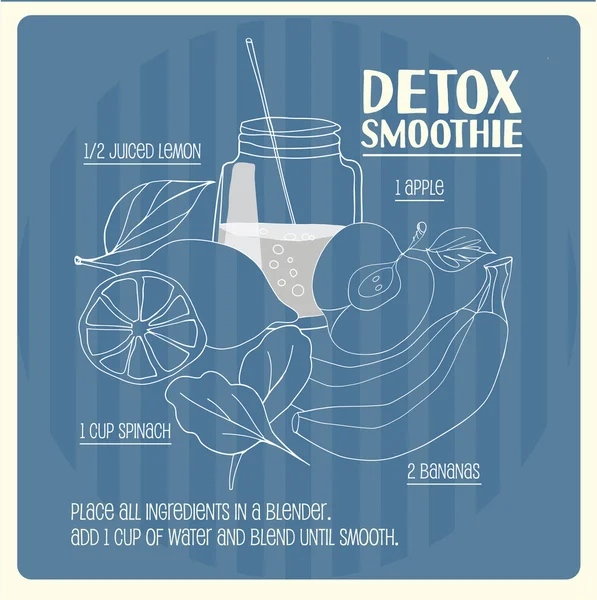 Detox smoothie recept. — Stock Vector