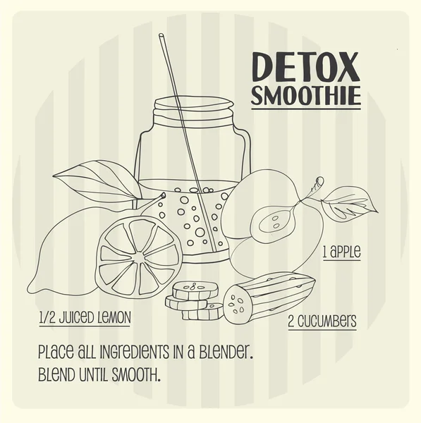 Detox smoothie recept. — Stock vektor