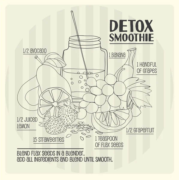 Detox smoothie recept. — Stockvector