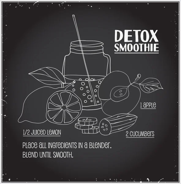 Detox smoothie recept. — Stockvector