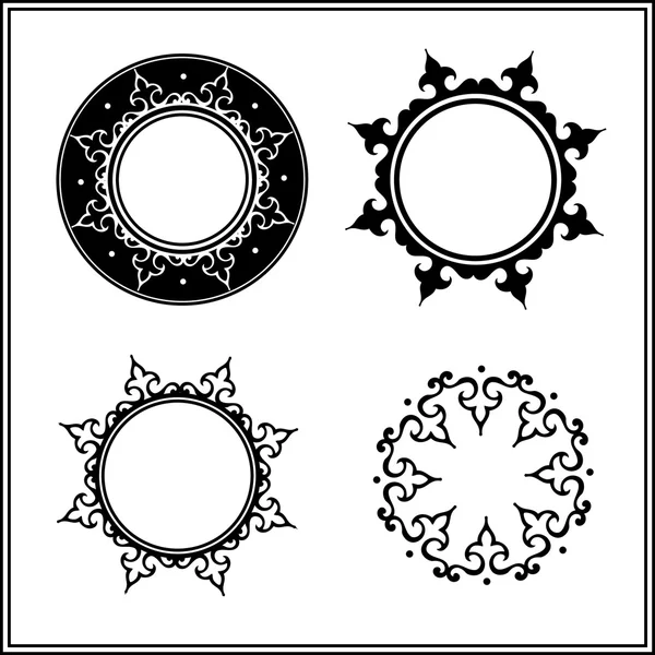 Black round patterned frames — Stock Vector