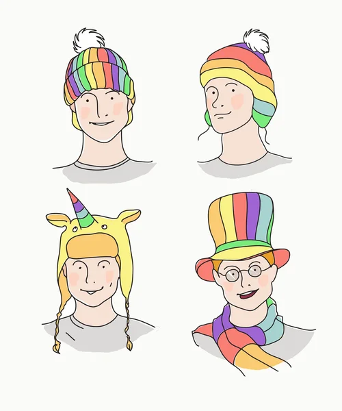 虹の帽子の男性. — ストックベクタ